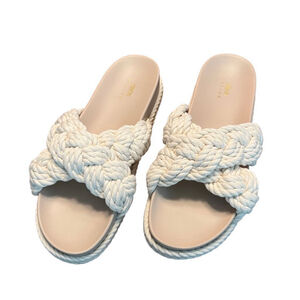 ASOS Braided Rope Slide Sandals in Cream